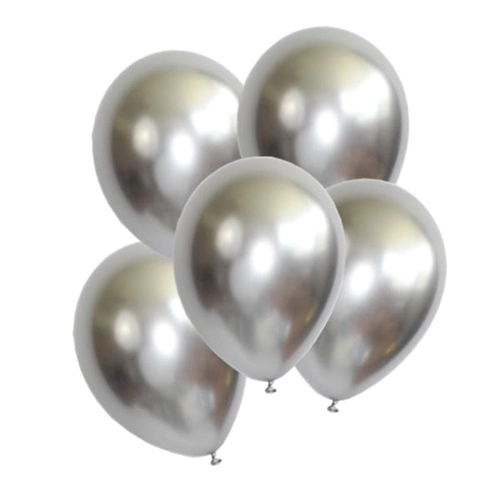 Balony srebrne efekt chromu 5 sztuk